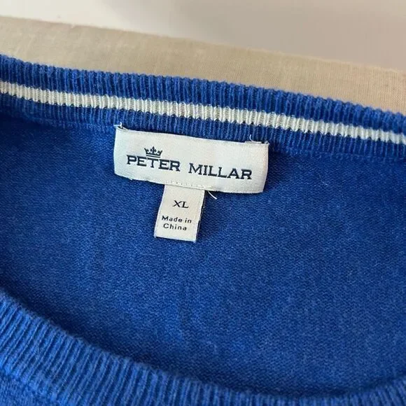 Peter Millar Blue Cotton Blend Crew Neck Long Sleeve Knit Sweater Size XL - Picture 7 of 10